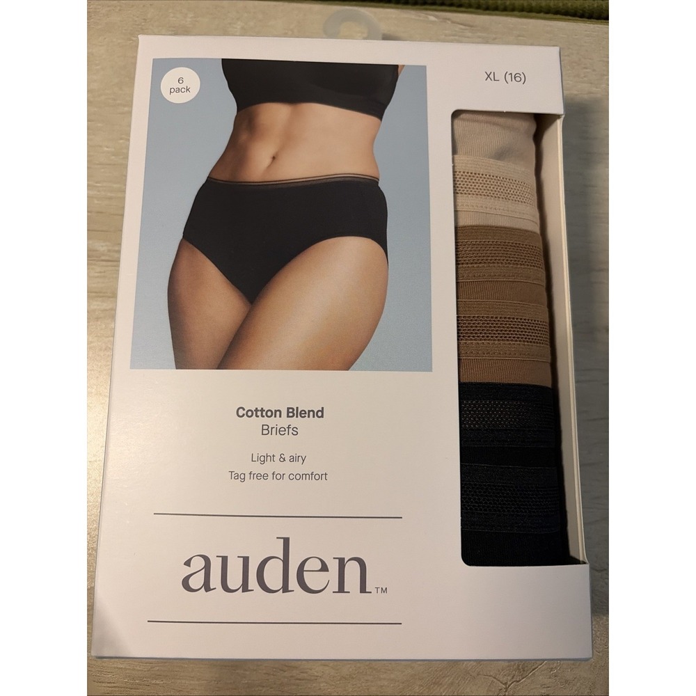 Auden Cotton Blend Briefs - Light & Airy - Tagfree - 6 Pack XL (16)